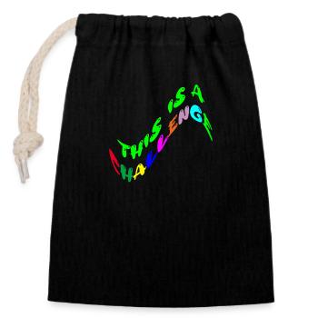 this is a challenge - Closable cotton gift bag (14x20cm) - black - Front