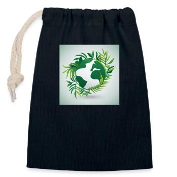 Nachhaltige Welt - Verschließbarer Geschenkbeutel aus Baumwolle (14x20cm) - Navy - Vorne