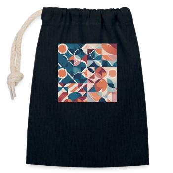 Modèles traditionnels - Sac cadeau en coton avec cordon (14 x 20 cm) - bleu marine - Devant