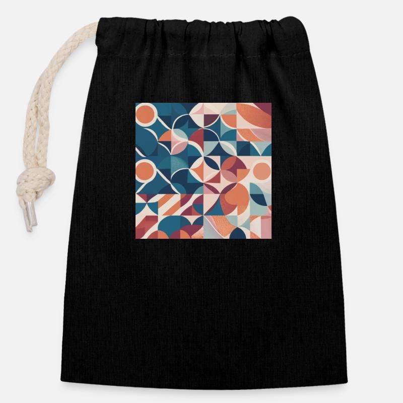Traditional patterns - Closable cotton gift bag (14x20cm) - black