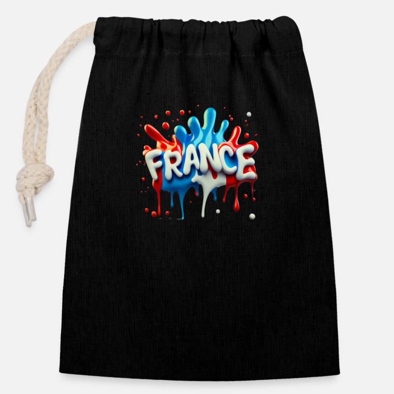 France-Style - Closable cotton gift bag (14x20cm) - black
