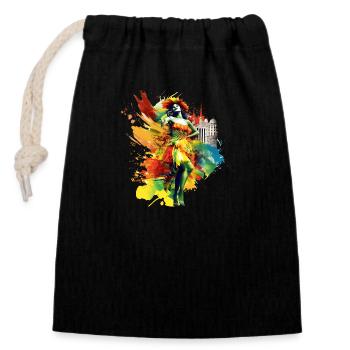 The samba parades in Rio de Janeiro are famous - Closable cotton gift bag (14x20cm) - black - Front
