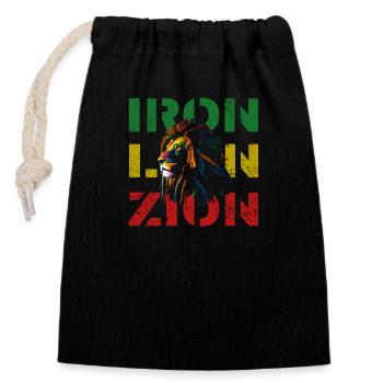 iron lion zion - Closable cotton gift bag (14x20cm) - black - Front