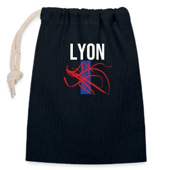 Souvenir traditionnel lyonnais - Sac cadeau en coton avec cordon (14 x 20 cm) - bleu marine - Devant