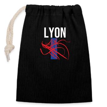 Traditionelles Lyon Souvenir - Verschließbarer Geschenkbeutel aus Baumwolle (14x20cm) - Schwarz - Vorne