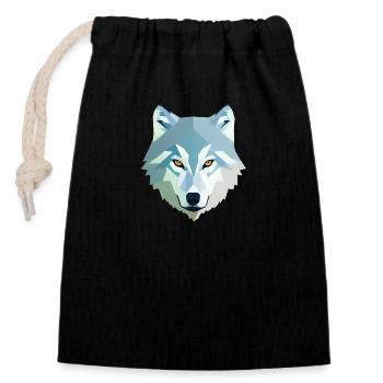 Wolf - Closable cotton gift bag (14x20cm) - black - Front