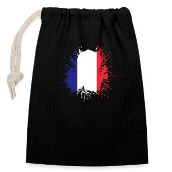 Frankreich Flagge Used Look Französische Fahne - Verschließbarer Geschenkbeutel aus Baumwolle (14x20cm) - Schwarz - Vorne