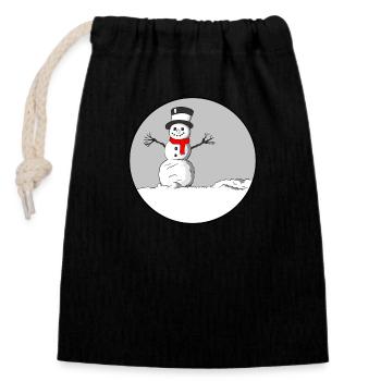 BONHOMME DE NEIGE - Sac cadeau en coton avec cordon (14 x 20 cm) - noir - Devant