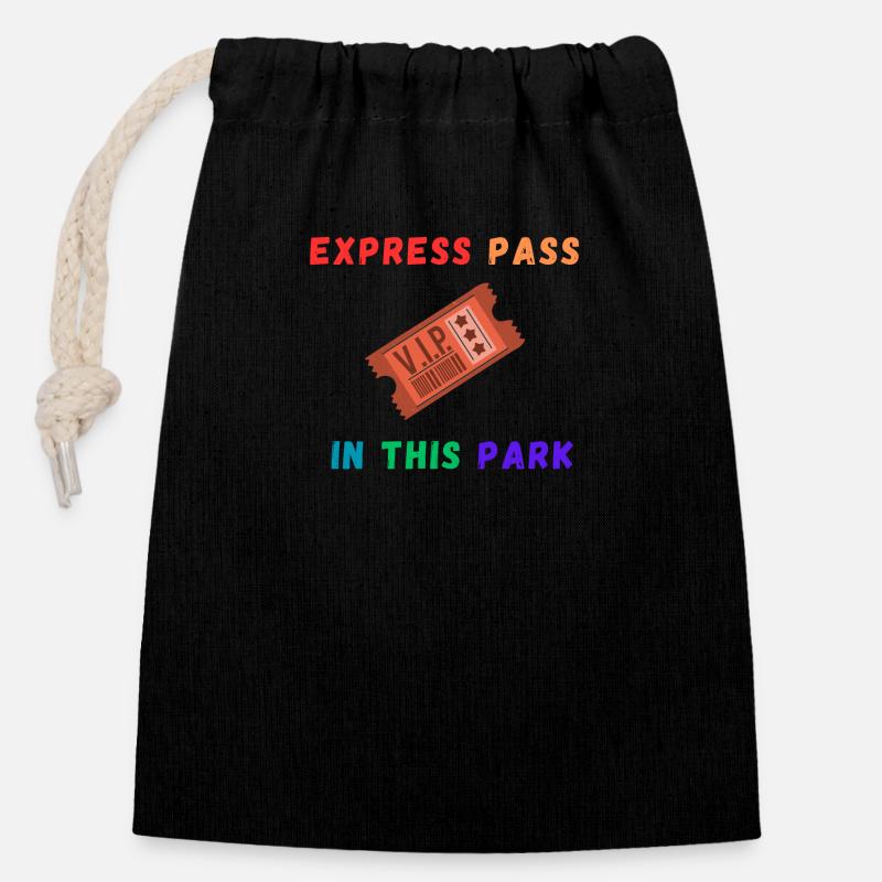 Express pass to the park - Closable cotton gift bag (14x20cm) - black