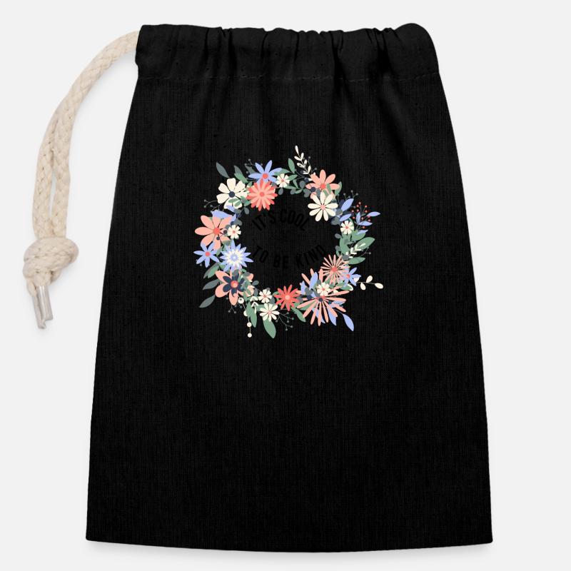 Be Nice T-shirt - Sac cadeau en coton avec cordon (14 x 20 cm) - noir