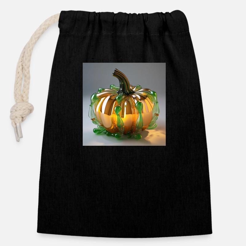 Glass pumpkin - Closable cotton gift bag (14x20cm) - black