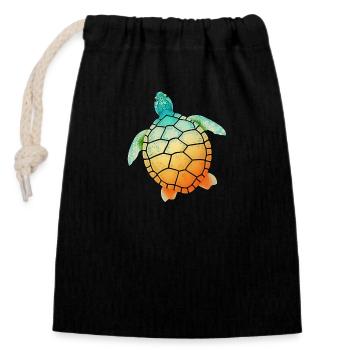 Turtle - Closable cotton gift bag (14x20cm) - black - Front