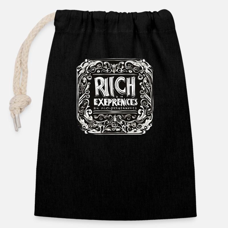 Rich in experience - Closable cotton gift bag (14x20cm) - black