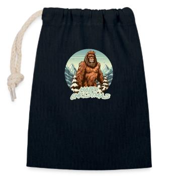Funny Big Foot Hairy Christmas Saying - Closable cotton gift bag (14x20cm) - navy - Front