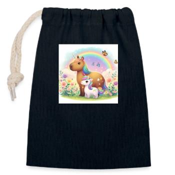 Licorne Bara - Sac cadeau en coton avec cordon (14 x 20 cm) - bleu marine - Devant