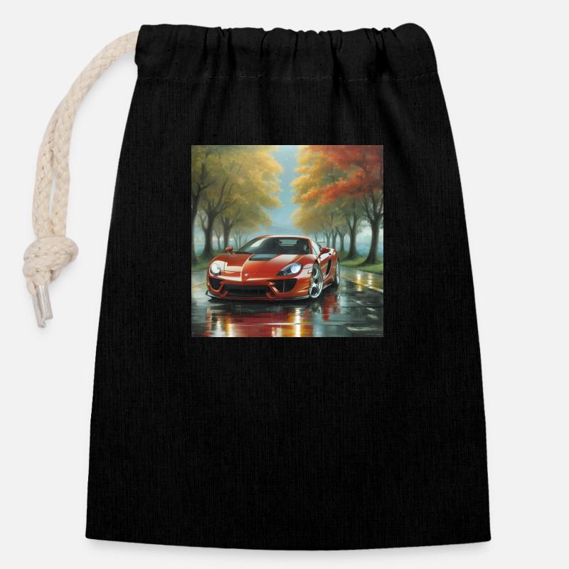 Sportwagen - Verschließbarer Geschenkbeutel aus Baumwolle (14x20cm) - Schwarz