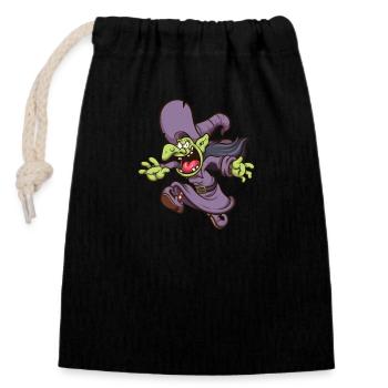 Cartoon Witch - Closable cotton gift bag (14x20cm) - black - Front