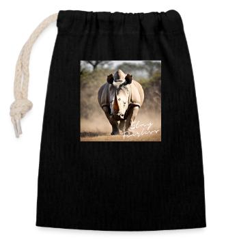 Stay Fearless - Rhino Design - Closable cotton gift bag (14x20cm) - black - Front