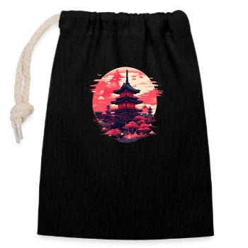 Enchanté dans le noir: Japan City - Sac cadeau en coton avec cordon (14 x 20 cm) - noir - Devant