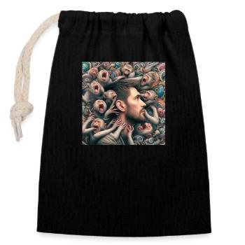 Monkeys bite me - Closable cotton gift bag (14x20cm) - black - Front