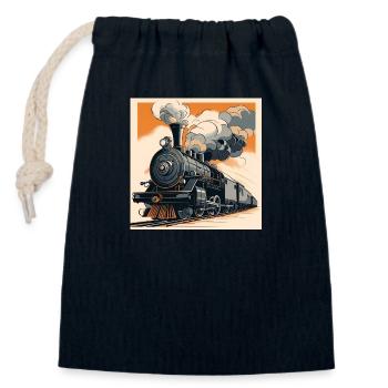 Steam Locomotive No.10 by Cora.Art - Verschließbarer Geschenkbeutel aus Baumwolle (14x20cm) - Navy - Vorne