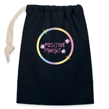 POSITIVE MINDSET - Closable cotton gift bag (14x20cm) - navy - Front