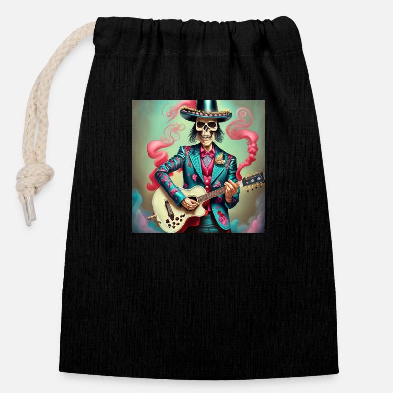 skeleton - Closable cotton gift bag (14x20cm) - black