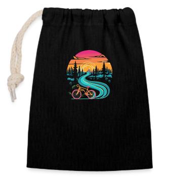 Retro Sunset Fahrrad - Verschließbarer Geschenkbeutel aus Baumwolle (14x20cm) - Schwarz - Vorne
