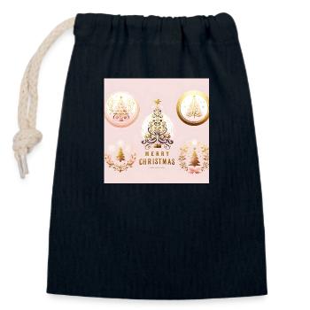 Frohe Weihnachten - Verschließbarer Geschenkbeutel aus Baumwolle (14x20cm) - Navy - Vorne