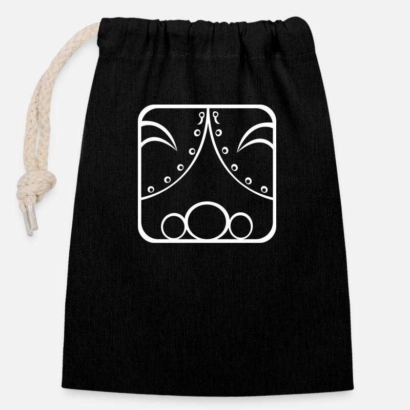 3 Kin Maya Nuit WHT - Sac cadeau en coton avec cordon (14 x 20 cm) - noir