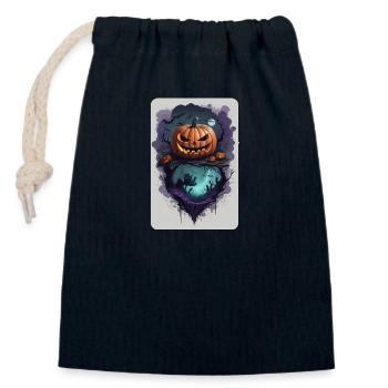 Pumpkin Fear Creepy Gruesome Dark - Closable cotton gift bag (14x20cm) - navy - Front