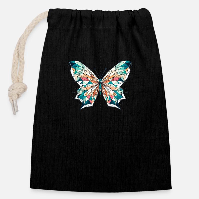 Schmetterling // Butterfly - Verschließbarer Geschenkbeutel aus Baumwolle (14x20cm) - Schwarz
