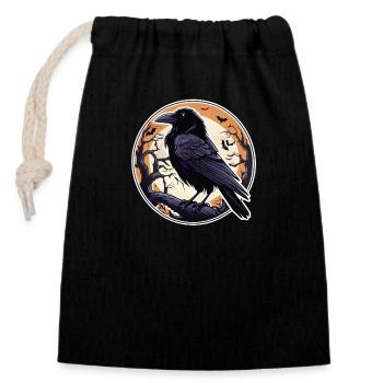 Halloween oder Hard Rock - Raven - Verschließbarer Geschenkbeutel aus Baumwolle (14x20cm) - Schwarz - Vorne