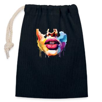 half face - Closable cotton gift bag (14x20cm) - navy - Front