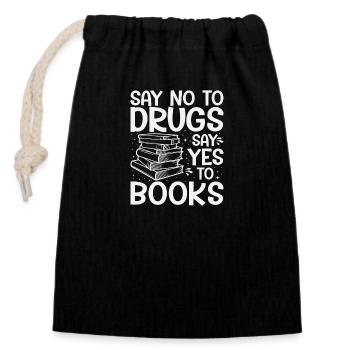 Say no to Drugs say yes to Books - Verschließbarer Geschenkbeutel aus Baumwolle (14x20cm) - Schwarz - Vorne