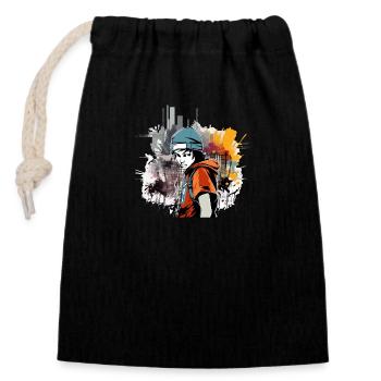 Urban Théo - Closable cotton gift bag (14x20cm) - black - Front