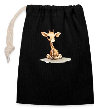 Lolo le Bébé girafe - Sac cadeau en coton avec cordon (14 x 20 cm) - noir - Devant