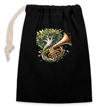 Trompette Arbre De Musique Orchestre Big Band - Sac cadeau en coton avec cordon (14 x 20 cm) - noir - Devant