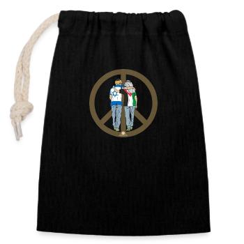 Israel, Palestine, a wish for peace - Closable cotton gift bag (14x20cm) - black - Front