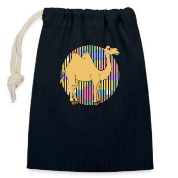 Chameau - Sac cadeau en coton avec cordon (14 x 20 cm) - bleu marine - Devant