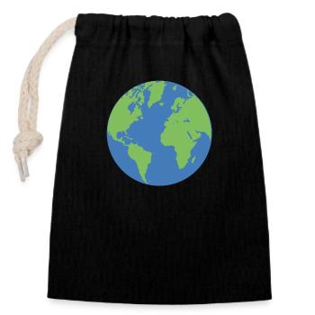 planet erde blau zeichnung 2410 Z - Verschließbarer Geschenkbeutel aus Baumwolle (14x20cm) - Schwarz - Vorne