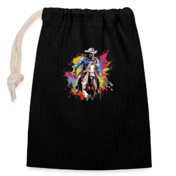 Cowboy Horse Western - Closable cotton gift bag (14x20cm) - black - Front