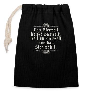 Das Bierzelt - Verschließbarer Geschenkbeutel aus Baumwolle (14x20cm) - Schwarz - Vorne