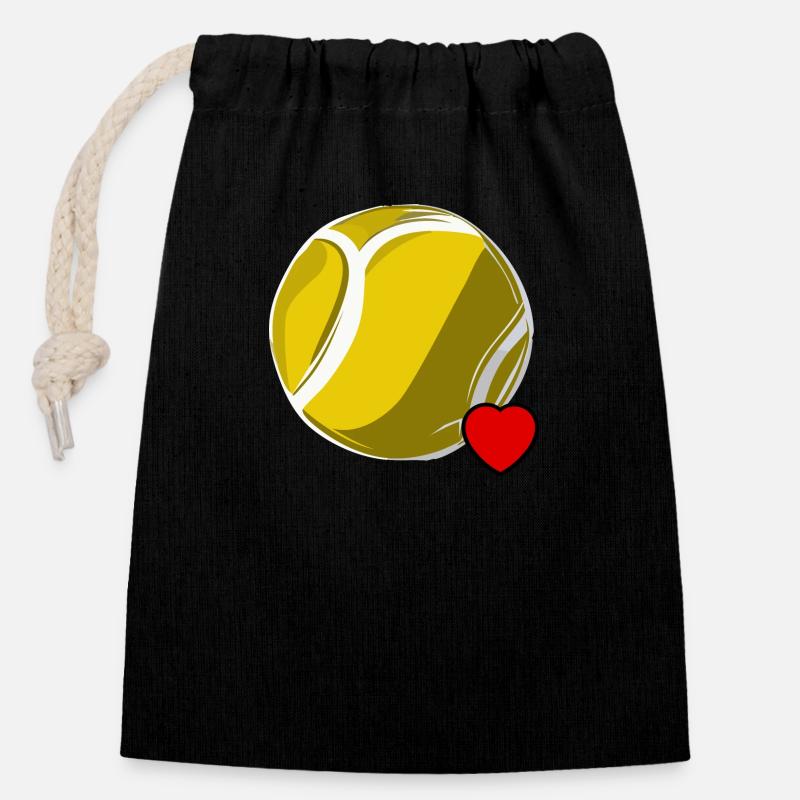 Liebe Tennis - Verschließbarer Geschenkbeutel aus Baumwolle (14x20cm) - Schwarz