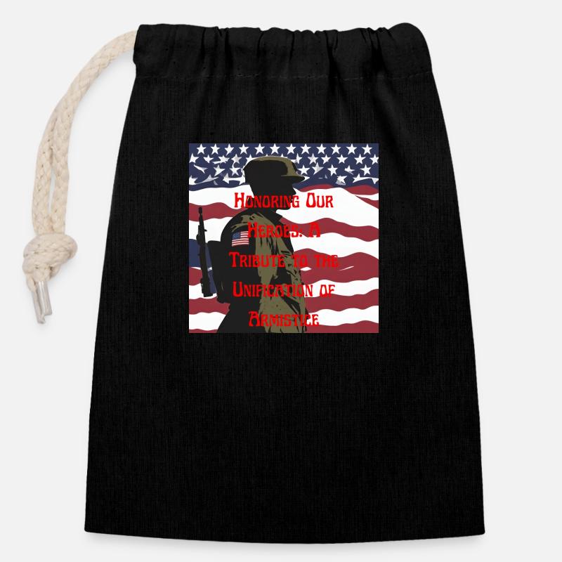 Veterans, veterans, armistice. - Closable cotton gift bag (14x20cm) - black