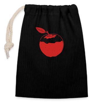 Pomme - Sac cadeau en coton avec cordon (14 x 20 cm) - noir - Devant