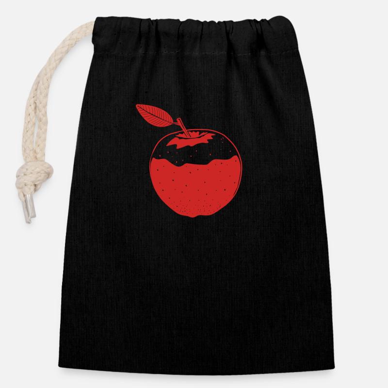 Apple - Closable cotton gift bag (14x20cm) - black