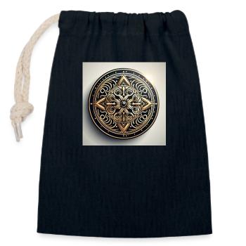 Vintage - Closable cotton gift bag (14x20cm) - navy - Front