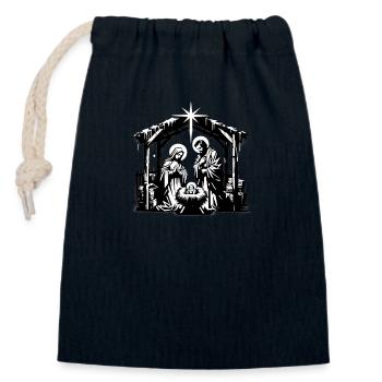 Christmas Family Maria Joseph Jesus - Closable cotton gift bag (14x20cm) - navy - Front