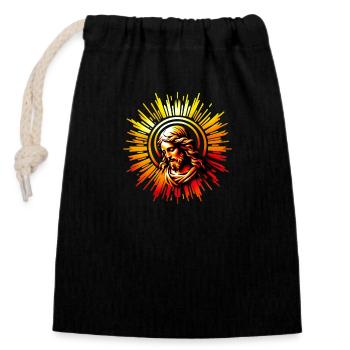 Jesus Christ in the halo - Closable cotton gift bag (14x20cm) - black - Front